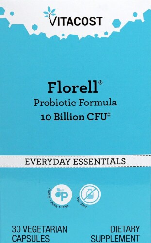 Vitacost Florell Probiotic Formula Everyday Essentials Vegetarian Capsules Perspective: front