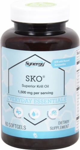 Vitacost Synergy SKO Superior Krill Oil Dietary Supplement Softgels 1500mg Perspective: front