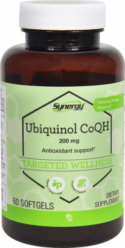 Vitacost Synergy Ubiquinol CoQH Targeted Wellness Softgels 200mg Perspective: front