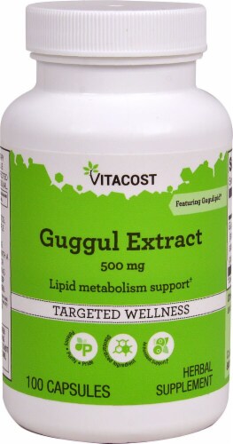 Vitacost Guggul Extract Featuring Gugulipid Capsules 500mg Perspective: front
