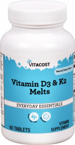 Vitacost Cherry Flavor Vitamin D3 & K2 Melts Perspective: front