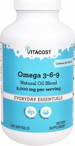Vitacost Omega 3-6-9 Natural Oil Blend Dietary Supplement Softgels Perspective: front