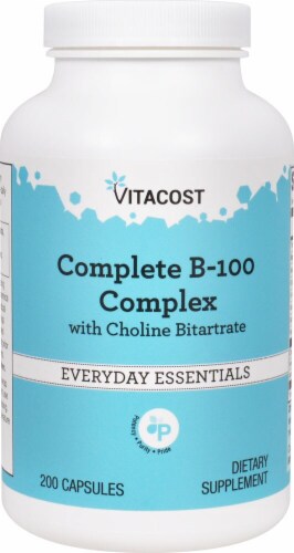Vitacost Complete B-100 Complex Everyday Essentials Capsules Perspective: front