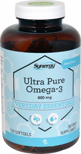 Vitacost Synergy Lemon Ultra Pure Omega-3 Dietary Supplement 800mg Perspective: front