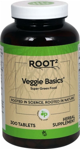 Vitacost ROOT2 Veggie Basics Super Green Food Tablets Perspective: front