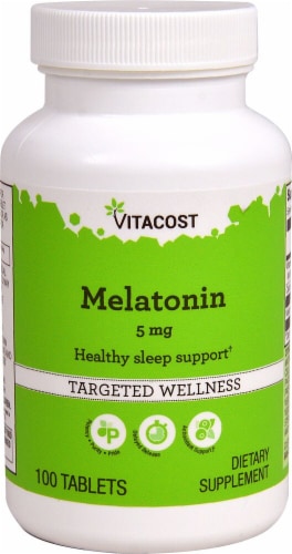 Vitacost Melatonin Targeted Wellness Tablets 5mg Perspective: front