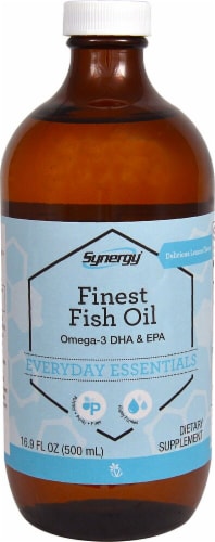 Vitacost Synergy Liquid Fish Oil Omega-3 DHA & EPA - Lemon Perspective: front