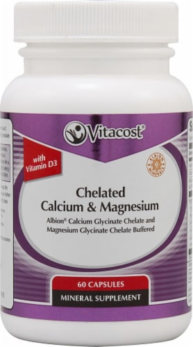 Vitacost Chelated Calcium & Magnesium with Vitamin D3 Dietary Supplement Perspective: front