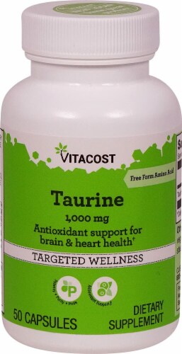 Vitacost Taurine Capsules 1000mg Perspective: front