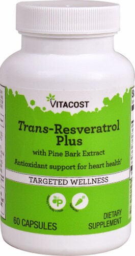 Vitacost Trans-Resveratrol Plus Dietary Supplement Perspective: front