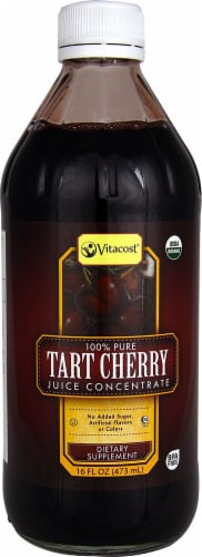 Vitacost 100% Pure Organic Tart Cherry Juice Concentrate Dietary Supplement Perspective: front