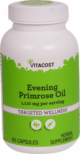 Vitacost Evening Primrose Oil Herbal Supplement Capsules 1110mg Perspective: front