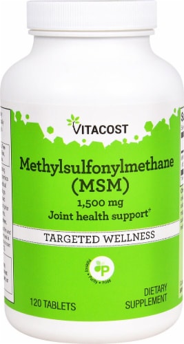 Vitacost Methylsulfonylmethane MSM Tablets 1500mg Perspective: front