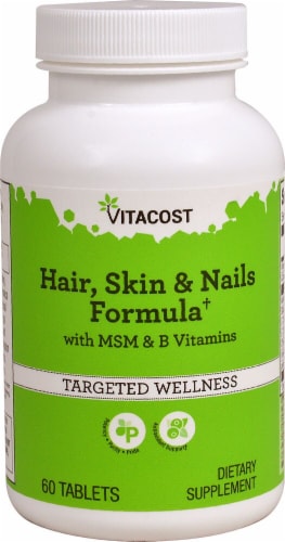 Vitacost Targeted Wellness Hair Skin & Nails Formula Tablets Perspective: front