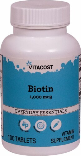 Vitacost Biotin Tablets 1000mcg Perspective: front