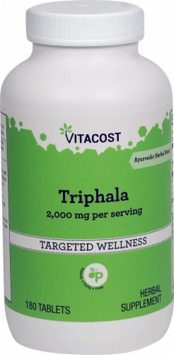 Vitacost Triphala Herbal Supplement Tablets 2000mg Perspective: front