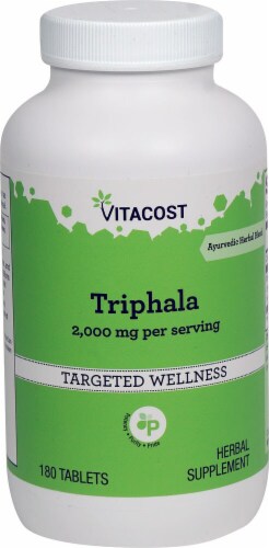 Vitacost Triphala Herbal Supplement Tablets 2000mg Perspective: front