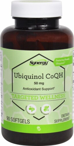 Vitacost Synergy Ubiquinol CoQH Targeted Wellness Softgels 50mg Perspective: front