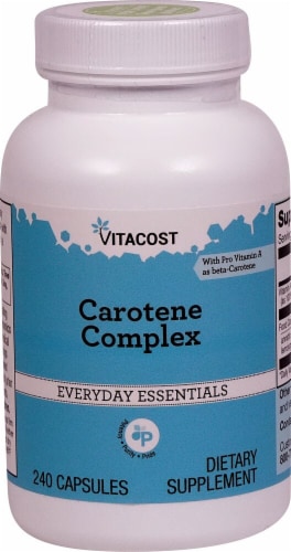 Vitacost Carotene Complex with Pro Vitamin A Everyday Essentials Capsules Perspective: front