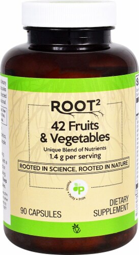 Vitacost ROOT2 42 Fruits & Vegetables Capsules Perspective: front