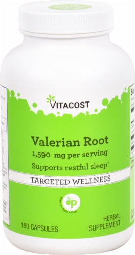 Vitacost Valerian Root Herbal Supplement Capsules 1590mg Perspective: front