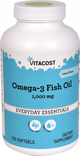 Vitacost Omega-3 Fish Oil Lemon Softgels Perspective: front