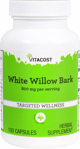 Vitacost White Willow Bark Herbal Supplement Capsules 800mg Perspective: front