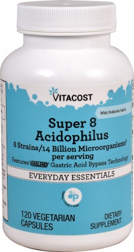 Vitacost Super 8 Acidophilus Probiotic Vegetarian Capsules Perspective: front