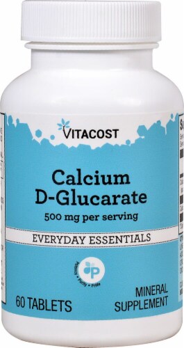 Vitacost Calcium D-Glucarate Mineral Supplement Tablets 500mg Perspective: front
