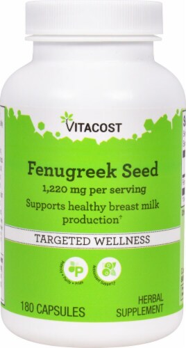 Vitacost Fenugreek Seed Herbal Supplement Capsules 1220mg Perspective: front