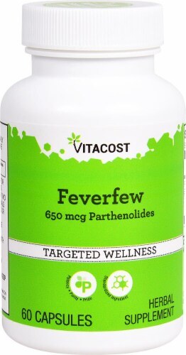 Vitacost Feverfew Herbal Supplement Capsules 650mcg Perspective: front