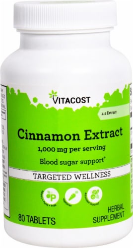 Vitacost Cinnamon Extract Herbal Supplement Tablets 1000mg Perspective: front