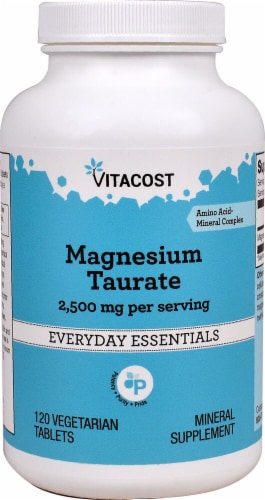 Vitacost Magnesium Taurate Mineral Supplement Vegetarian Tablets 2500mg Perspective: front