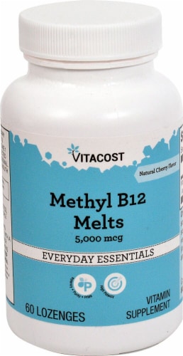 Vitacost Methyl B-12 Melts Cherry Flavor Supplement Lozenges Perspective: front