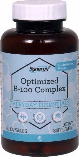 Vitacost Synergy Optimized B-100 Complex Enhanced Absorption Dietary Supplement Perspective: front