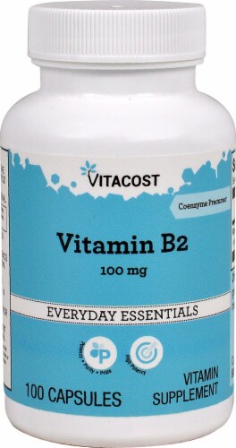 Vitacost Vitamin B2 Capsules 100mg Perspective: front