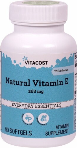 Vitacost Natural Vitamin E Softgels 400IU Perspective: front