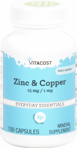 Vitacost Zinc & Copper Capsules Perspective: front