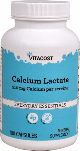 Vitacost Calcium Lactate Capsules 210mg Perspective: front