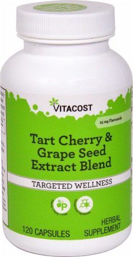 Vitacost Tart Cherry & Grape Seed Extract Blend Capsules Perspective: front