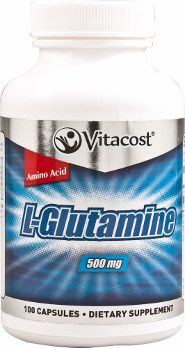 Vitacost L-Glutamine Capsules 500mg Perspective: front