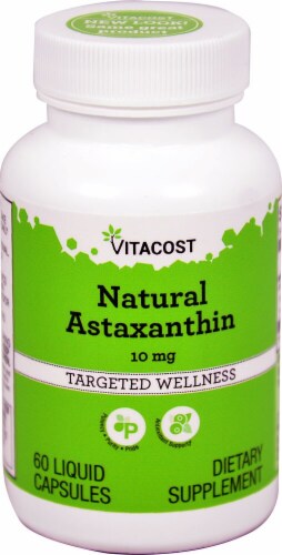 Vitacost Natural Astaxanthin Dietary Supplement Liquid Capsules 10mg Perspective: front