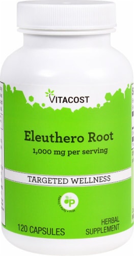 Vitacost Eleuthero Root Herbal Supplement Capsules 1000mg Perspective: front