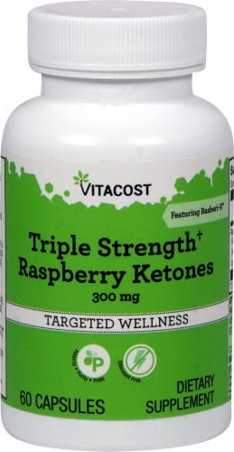Vitacost Triple Strength Raspberry Ketones Targeted Wellness Capsules 300mg Perspective: front