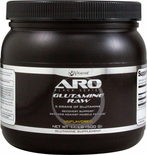 ARO-Vitacost  Black Series Unflavored Glutamine Raw Supplement Perspective: front