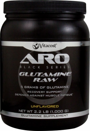 ARO-Vitacost Black Series Unflavored Glutamine Raw Supplement Perspective: front