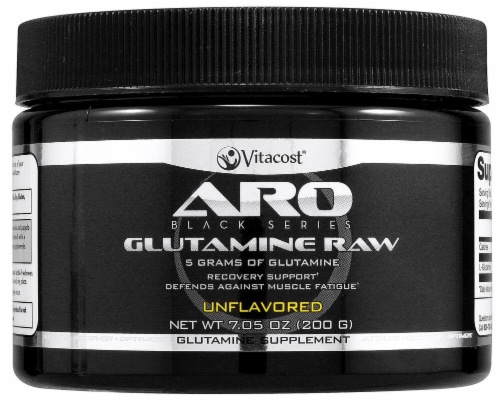 ARO - Vitacost Black Series Glutamine Raw Protein Powder Perspective: front