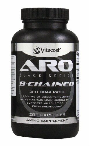 ARO-Vitacost Black Series B-Chained Amino Supplement Capsules Perspective: front