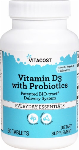 Vitacost Vitamin D3 with Probiotics Tablets Perspective: front