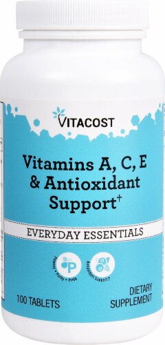 Vitacost Everyday Essentials Vitamins A C E & Antioxidant Support Tablets Perspective: front